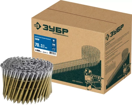 ЗУБР CNW 70 х 3.1 мм, барабанные гвозди рифленые, 4800 шт (305382-70) купить в Нефтеюганске