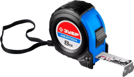 Рулетка ЗУБР "НЕЙЛОН", нейлоновое покрытие, упрочненное полотно, ударопрочный обрезиненный корпус, 8м/25мм 34056-08-25_z01 купить в Нефтеюганске