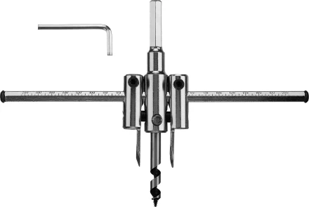 Сверло ЗУБР &quot;МАСТЕР&quot; регулируемое по дереву, двухрезцовое &quot;Балеринка&quot;, d=40-200мм, 1-30мм, в блистере 29440-200 купить в Нефтеюганске