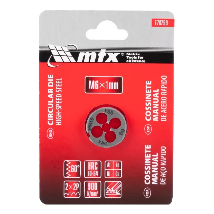 Плашка М6 х 1 мм, Р6М5 Matrix 770759 купить в Нефтеюганске