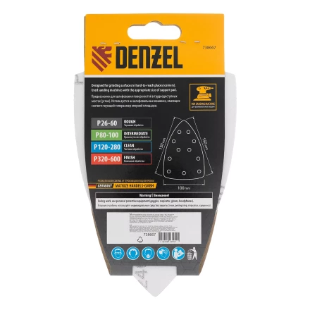 Треугольник абразивный на ворc. подложке под &quot;липучку&quot;, перф., P 240, 150х150х100 мм, 5 шт. Denzel 738667 купить в Нефтеюганске