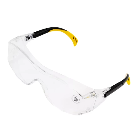 Очки защитные открытые Denzel 89201, поликарбонатные, увеличенная прозрачная линза,  регулируемые дужки купить в Нефтеюганске