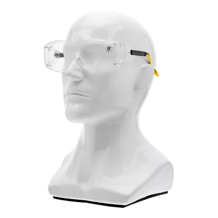 Очки защитные открытые Denzel 89201, поликарбонатные, увеличенная прозрачная линза,  регулируемые дужки купить в Нефтеюганске