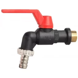 Кран угловой ЗУБР шаровой "папа-соединит шланг", пластиковый корпус, 1/2"х15 4-51560-P-1/2-15