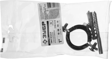 ЗУБР &quot;МАСТЕР&quot;. Хомут трубный с гайкой, оцинкованный, в комплекте с сантехнической шпилькой и дюбелем, 1&quot;, 1шт 37866-32-36 купить в Нефтеюганске