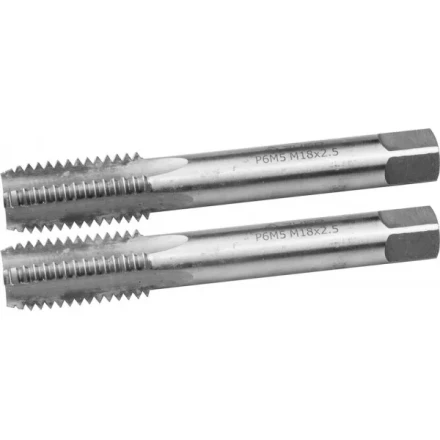 Метчики ЗУБР &quot;ЭКСПЕРТ&quot; машинно-ручные, комплектные для нарезания метрической резьбы в сквозных отверстиях, М18х2,5, 2шт 4-28007-18-2.5-H2 купить в Нефтеюганске