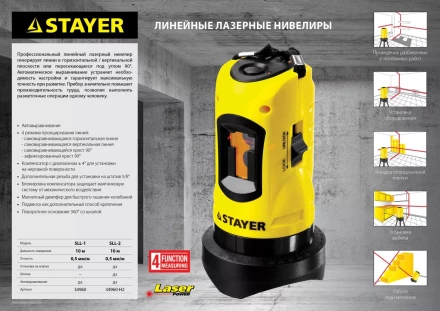 Нивелир лазерный линейный SLL-2, STAYER 34960-H2, штатив, кейс, 10м, точн. +/-0,5 мм/м 34960-H2 купить в Нефтеюганске