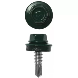 Саморезы ЗУБР "ПРОФЕССИОНАЛ" окраш., RAL 6005 зелен. насыщен., для крепл. кров. матер. к металл. констр., 5.5x25мм, 1800шт 4-300310-55-025-6005