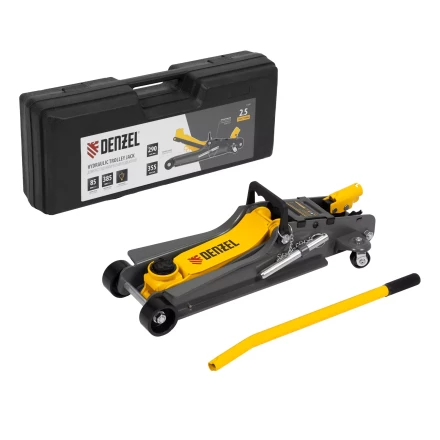 Домкрат гидравлический подкатной с фиксатором Denzel 51233, 2,5 т,  85-385 мм, в пласт. кейсе купить в Нефтеюганске