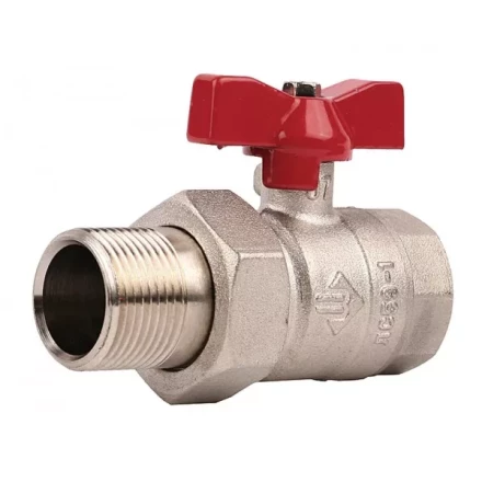 Кран ЗУБР шаровой 1/2" полнопроходной с накидной гайкой "мама-папа", бабочка, никелированная латунь 51357-N-1/2 купить в Нефтеюганске