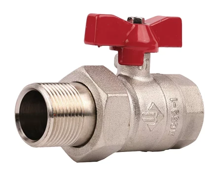 Кран ЗУБР шаровой 1/2" полнопроходной с накидной гайкой "мама-папа", бабочка, никелированная латунь 51357-N-1/2 купить в Нефтеюганске