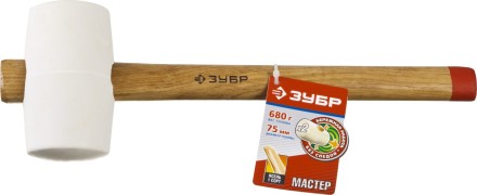 Киянка ЗУБР &quot;МАСТЕР&quot; резиновая белая, с деревянной рукояткой, 0,68кг 20511-680_z01 купить в Нефтеюганске