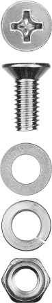 Винт (DIN965) в комплекте с гайкой (DIN934), шайбой (DIN125), шайбой пруж. (DIN127), M4 x 16 мм, 30 шт, ЗУБР 303456-04-016 купить в Нефтеюганске