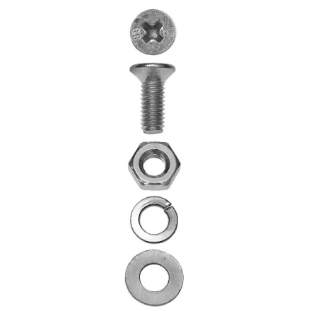 Винт ЗУБР (DIN7985) в комплекте с гайкой (DIN934), шайбой (DIN125), шайбой пруж. (DIN127),  M3x10мм, ТФ6, 45шт. 4-303476-03-010 купить в Нефтеюганске