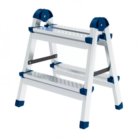 Стремянка двухсторонняя 2 ступени сталь профиль стальные ступени Сибртех 97982 купить в Нефтеюганске