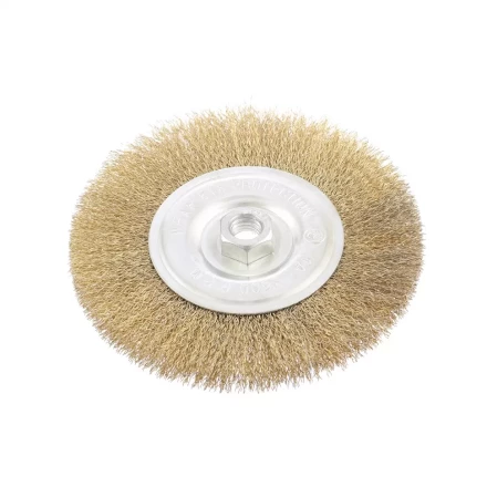 Щетка для УШМ 150 мм М14 плоская латунированная витая проволока MATRIX 74652 купить в Нефтеюганске