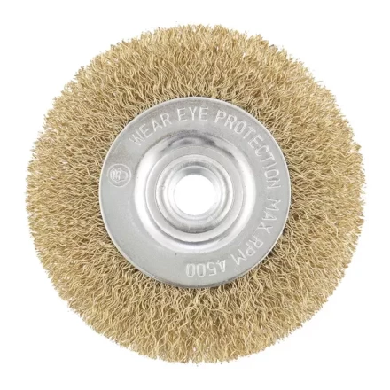 Щетка для УШМ 150 мм М14 плоская латунированная витая проволока MATRIX 74652 купить в Нефтеюганске