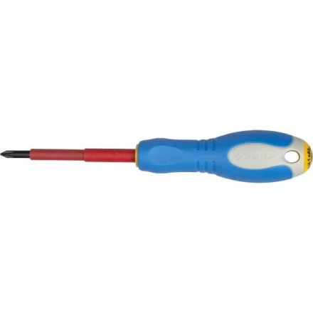 ЗУБР &quot;ПРОФИ ЭЛЕКТРИК&quot;. Отвертка Cr-V, трехкомпонент рукоятка, высоковольтная до ~1000В, PH №1, 80 мм 25262-1-080 купить в Нефтеюганске