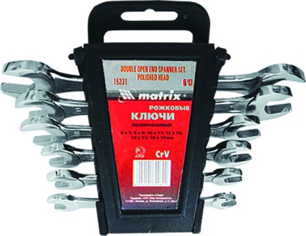Набор ключей рожковых  6 х 17 мм 6 шт. CrV хромированные MATRIX 15231 купить в Нефтеюганске