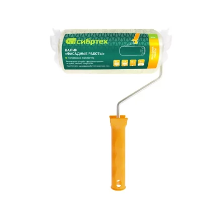 Валик &quot;Фасадные работы&quot;,180 мм, ворс 18 мм, D 48 мм, D ручки - 6 мм, полиакрил,полиэстер Сибртех 80206 купить в Нефтеюганске