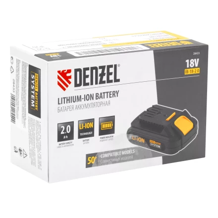 Батарея аккумуляторная Denzel IB-18-2.0, Li-Ion, 18 В, 2.0 А/ч 28433 купить в Нефтеюганске