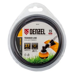 Леска для триммера двухкомпонентная звезда, 2,7мм х 15м, блистер EXTRA CORD Denzel 96218