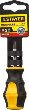 Отвертка STAYER &quot;MASTER&quot; &quot;HERCULES&quot;, Сr-V, противоскользящая рукоятка, PH2x38мм 25052-38-2_z02 купить в Нефтеюганске