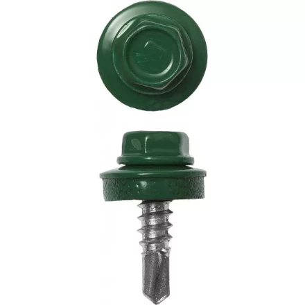 Саморезы ЗУБР &quot;ПРОФЕССИОНАЛ&quot; окраш., RAL 6002 зелен. лист, для крепл. кров. матер. к металл. констр., 5.5x25мм, 1800шт 4-300310-55-025-6002 купить в Нефтеюганске