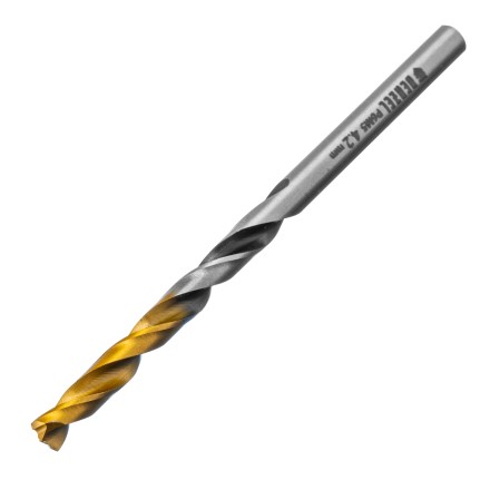 Сверло спиральное по металлу Denzel 4,2 x 75мм, Р6М5, Golden Tip, многогранная заточка, 718273 купить в Нефтеюганске
