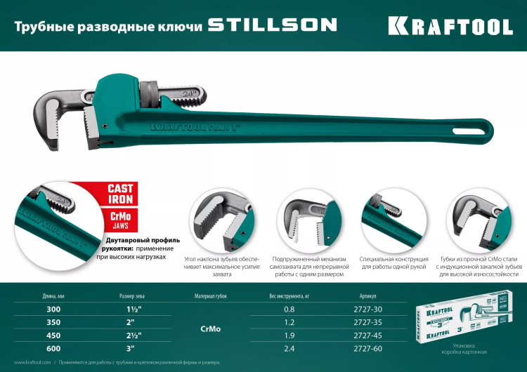 Ключ трубный KRAFTOOL STILLSON 2727-60 купить в Нефтеюганске