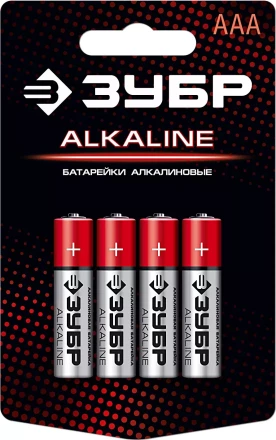 Батарейка "ЗУБР" "ALCALINE" щелочная (алкалиновая), "AAA", 1,5В, 4шт 59221-4C купить в Нефтеюганске