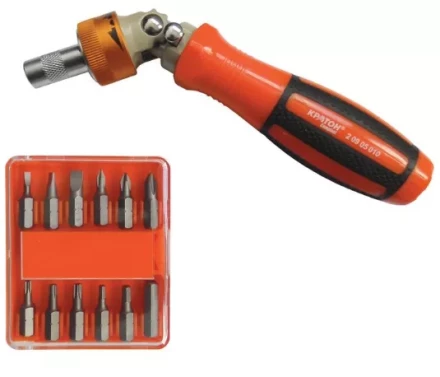 Отвертка-держатель бит реврсивно-рычажная Кратон Complect 12 в 1 2 09 05 010 купить в Нефтеюганске