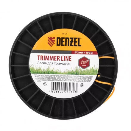 Леска для триммера  звезда 2,0 мм 190 м на Din катушке Россия Denzel 96130 купить в Нефтеюганске