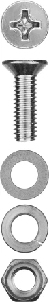 Винт (DIN965) в комплекте с гайкой (DIN934), шайбой (DIN125), шайбой пруж. (DIN127), M4 x 20 мм, 25 шт, ЗУБР 303456-04-020 купить в Нефтеюганске