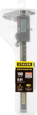 Штангенциркуль STAYER &quot;PROFESSIONAL&quot; электронный, направляющая из закаленной нержавеющей стали, шаг измерения 0,01мм, пластик корпус, 150мм 34410-150 купить в Нефтеюганске