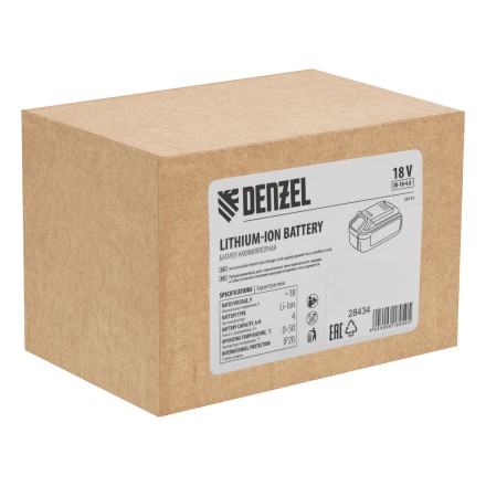 Батарея аккумуляторная Denzel IB-18-4.0, Li-Ion, 18 В, 4.0 А/ч 28434 купить в Нефтеюганске