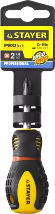 Отвертка STAYER &quot;PROFESSIONAL&quot; &quot;PROTech&quot;, двухкомп рукоятка, намагниченная, Cr-Mo, PH2x38мм 25132-2-38_z02 купить в Нефтеюганске