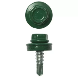 Саморезы ЗУБР "ПРОФЕССИОНАЛ" окраш., RAL 6002 зелен. лист, для крепл. кров. матер. к металл. констр., 5.5x19мм, 2500шт 4-300310-55-019-6002