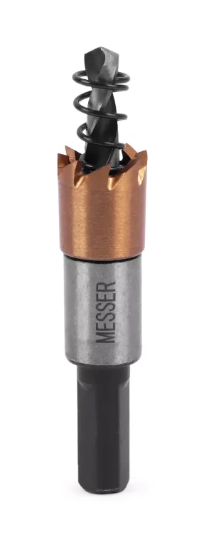 HSS-TiN коронка MESSER  16мм с центр. сверлом и толкающей пружиной для  лист. материала  до 2 мм ц/х купить в Нефтеюганске