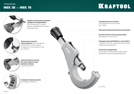 Труборезы KRAFTOOL для труб из нержавеющей стали 23976 купить в Нефтеюганске