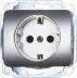 Розетка СВЕТОЗАР &quot;ГАММА&quot; с заземлением, одинарная, без вставки и рамки, цвет светло-серый металлик,16А/~250В SV-54105-SM купить в Нефтеюганске