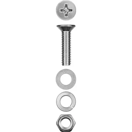 Винт (DIN965) в комплекте с гайкой (DIN934), шайбой (DIN125), шайбой пруж. (DIN127), M4 x 25 мм, 20 шт, ЗУБР 303456-04-025 купить в Нефтеюганске