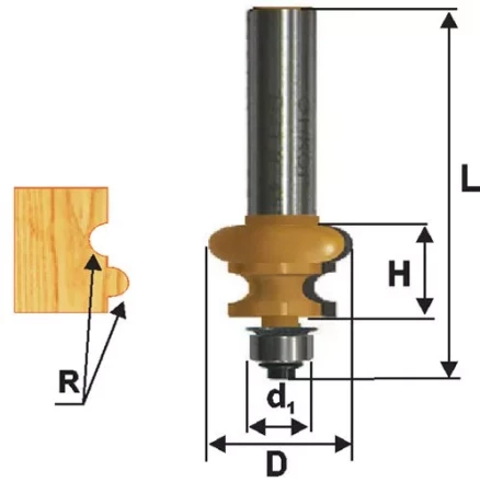 Фреза кромочная фигурная Ф25.5Х16 мм R32 мм хвостовик 8 мм 46428 купить в Нефтеюганске