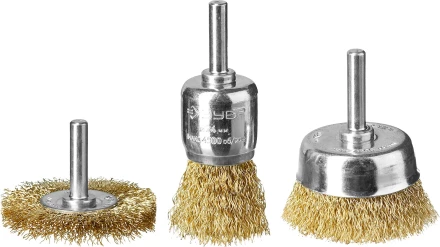 ЗУБР &quot;ПРОФЕССИОНАЛ&quot;. Набор щеток для дрели, витая стальная латунированная проволока 0,3мм, 24/50/50мм, 3шт 3530-H3_z02 купить в Нефтеюганске