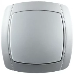 Выключатель СВЕТОЗАР "АКЦЕНТ" одноклавишный в сборе, цвет серебристый металлик, 10А/~250В SV-54230-SM