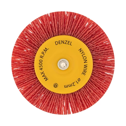 Щетка для дрели Denzel, 100 мм, Плоская, со шпилькой, нейлоновая щетина, 74434 купить в Нефтеюганске