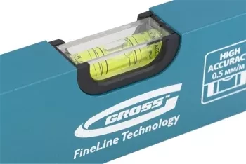 Уровень алюминиевый усиленный 800 мм толщина профессиональный 2 мм 3 глазка  GROSS 33628 купить в Нефтеюганске