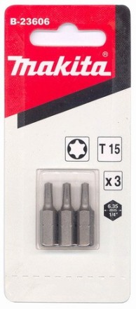 Биты Makita Тоrх Т15 25мм 3шт (B-23606) купить в Нефтеюганске