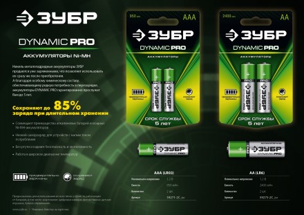Аккумуляторы DYNAMIC PRO никель-металлгидридные (NiMH) ААА 950мА/ч серия Без серии купить в Нефтеюганске