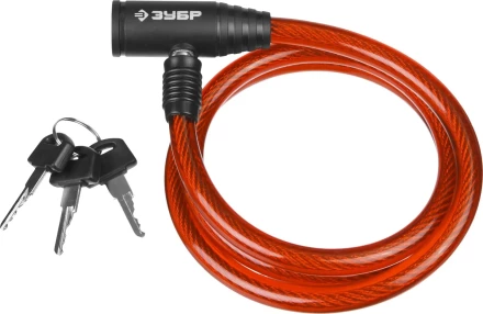 Замок ЗУБР &quot;МАСТЕР&quot;, тросовый, 3 ключа в комплекте, длина троса 1200мм, d 10мм 37263-120 купить в Нефтеюганске